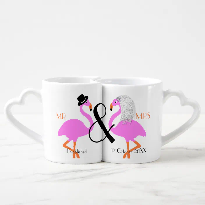 Wedding personalised Mugs gifts just married Mr & Mrs New couple Keepsakes