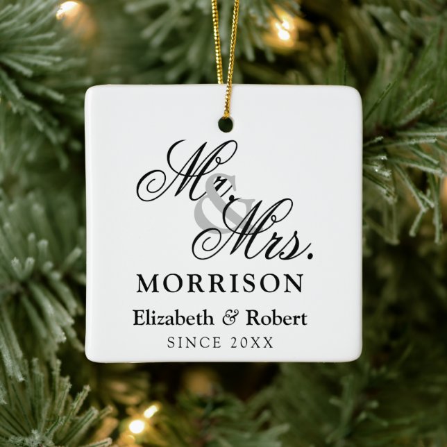 Mr and Mrs Newlyweds Elegant Luxury  Ceramic Ornament (Tree)
