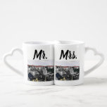 Mr and Mrs Newlyweds las Vegas Coffee Mug Set<br><div class="desc">Romantic nesting cups for Las Vegas wedding newlyweds. Aerial Las Vegas Strip view on one side and casino theme playing cards with clubs,  hearts,  diamonds,  and spades in black and white and red on the other side.</div>