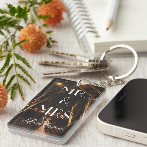 Mr and Mrs Newlyweds Photo Keychain