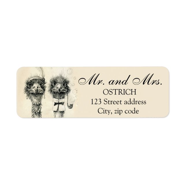 Mr. and Mrs. Ostrich Label (Front)