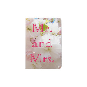 Mr and Mrs Passport Holders Pink Blossoms gifts