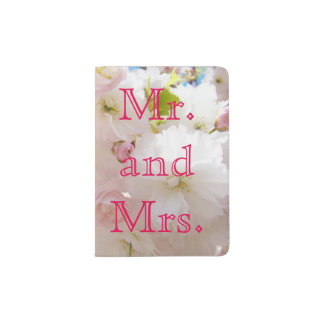 Mr and Mrs Passport Holders Pink Blossoms gifts