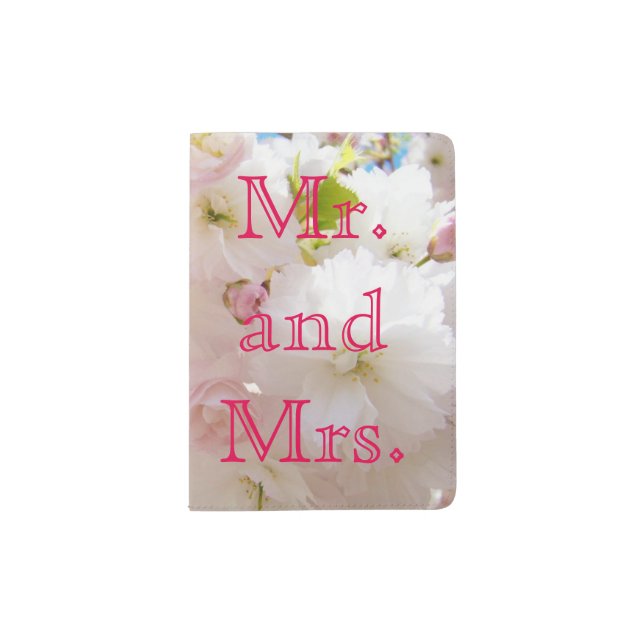 Mr and Mrs Passport Holders Pink Blossoms gifts (Front)