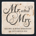 Mr and Mrs, Personalized Engagement Gift, Marble Stone Coaster<br><div class="desc">Mr. & Mrs.,  Personalized Engagement Gift,  Stone Coaster</div>