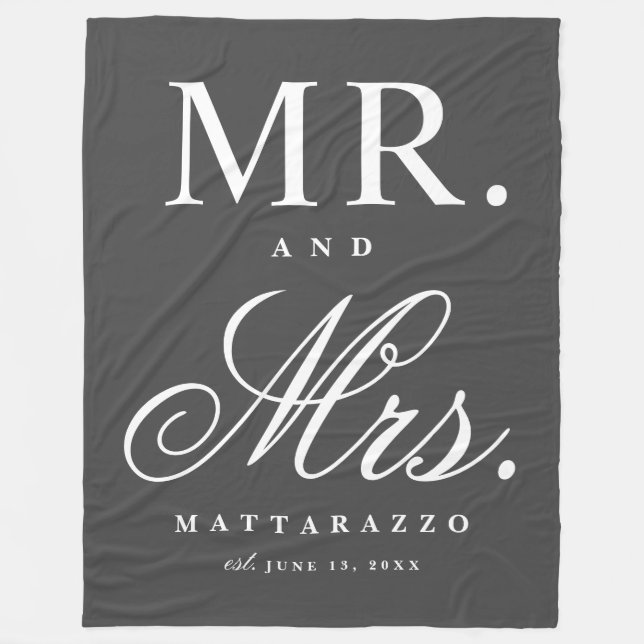 Mr. and Mrs. Personalized  Fleece Blanket (Front)