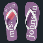 Mr. and Mrs. Personalized Honeymoon with Heart Flip Flops<br><div class="desc">A perfect design for a beach wedding or for the honeymoon. Change the Mrs. to Mr. to make a coordinating pair.</div>