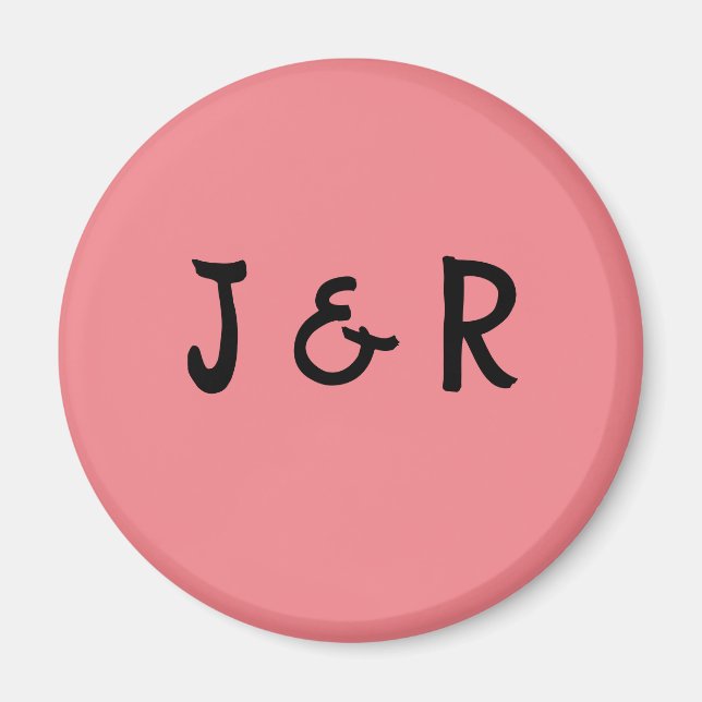 mr and mrs personalized pink wedding magnet (Front)