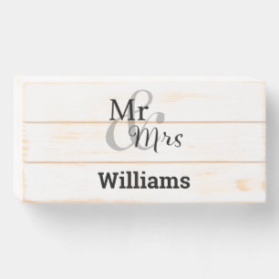 Mr. and Mrs. Personalized Surname Ampersand Wooden Box Sign