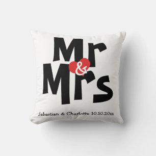 Mr and Mrs Personalized Wedding / Anniversary Throw Pillow