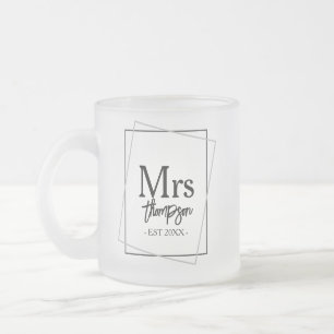 Mr and Mrs Personalized Wedding Gift For Couple Frosted Glass Coffee Mug