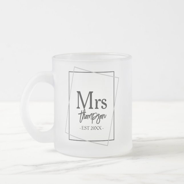 Mr and Mrs Personalized Wedding Gift For Couple Frosted Glass Coffee Mug (Left)