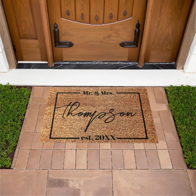Mr. and Mrs. Personalized Wedding Gift Last Name Doormat (Outdoor)