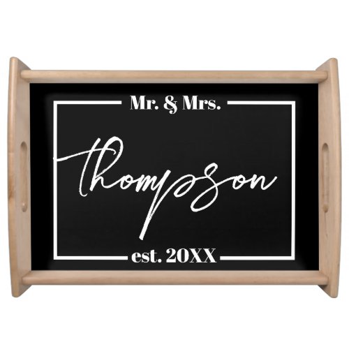 Mr and Mrs Personalized Wedding Gift Last Name Serving Tray