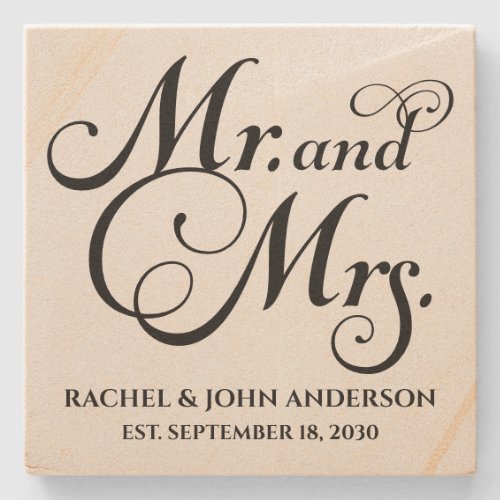 Mr and mrs, Personalized Wedding Gift, Marble Stone Coaster