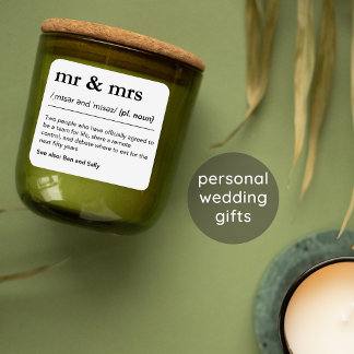 Mr and Mrs Personalized Wedding Gift Tag Sticker