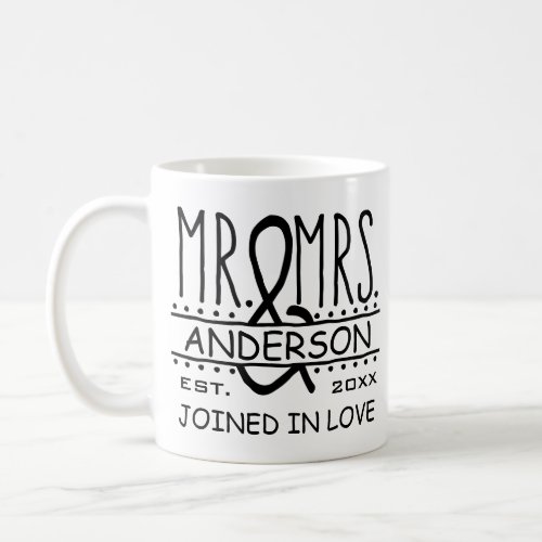 Mr and Mrs Personalized Wedding Last Name Date Coffee Mug