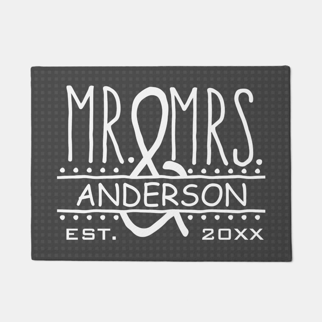 Mr and Mrs Personalized Wedding Last Name Date Doormat Zazzle