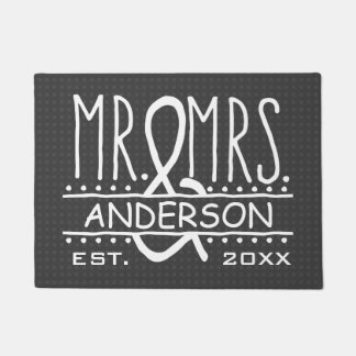 Mr and Mrs Personalized Wedding Last Name Date Doormat
