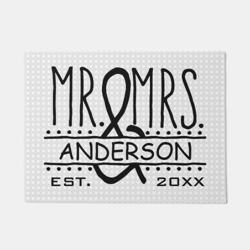 Mr and Mrs Personalized Wedding Last Name Date Doormat