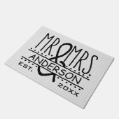 Mr and Mrs Personalized Wedding Last Name Date Doormat (Angled)