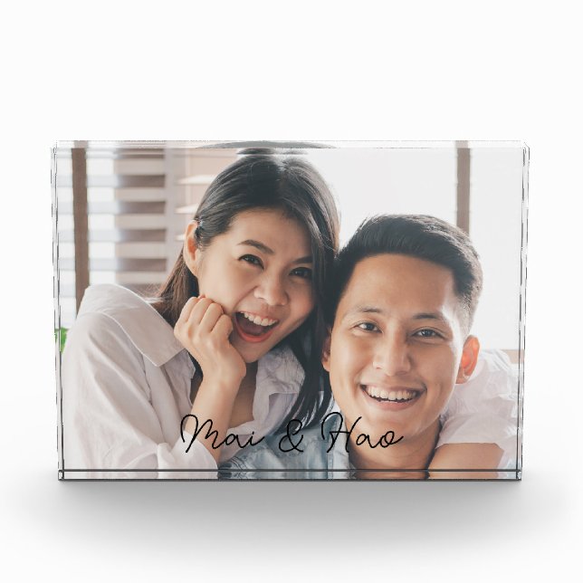 Mr And Mrs Personalized Wedding Photo Block (Front)