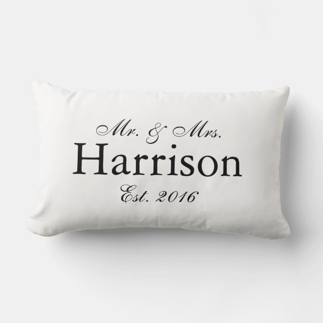 Mr. and Mrs. Personalized Wedding Pillow2 Lumbar Pillow (Front)