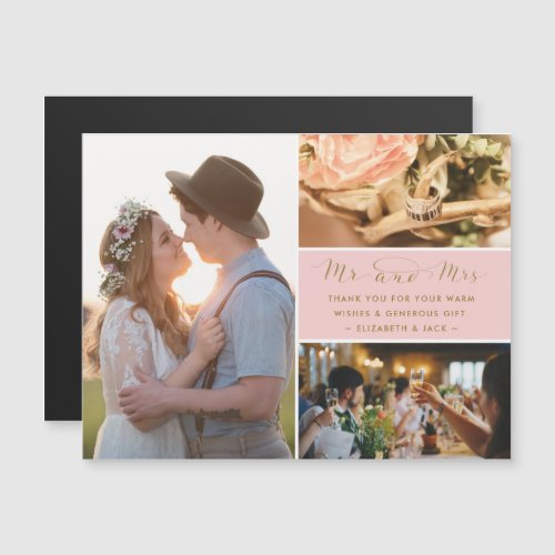 Mr and Mrs Photo Collage Pink Wedding Thank You