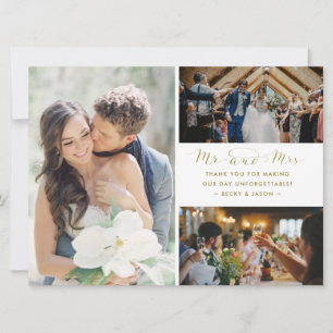 Mr and Mrs Photo Collage Wedding Thank You card