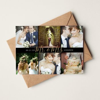 Mr. And Mrs. Photo Collage Wedding Thank You Cards by rileyandzoe at Zazzle