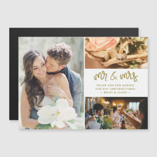 Mr and Mrs Photo Gold Wedding Thank You