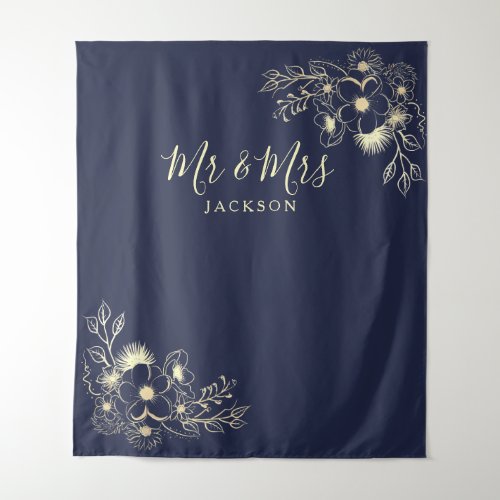 Mr and Mrs Photo Prop Navy Blue Wedding Backdrop