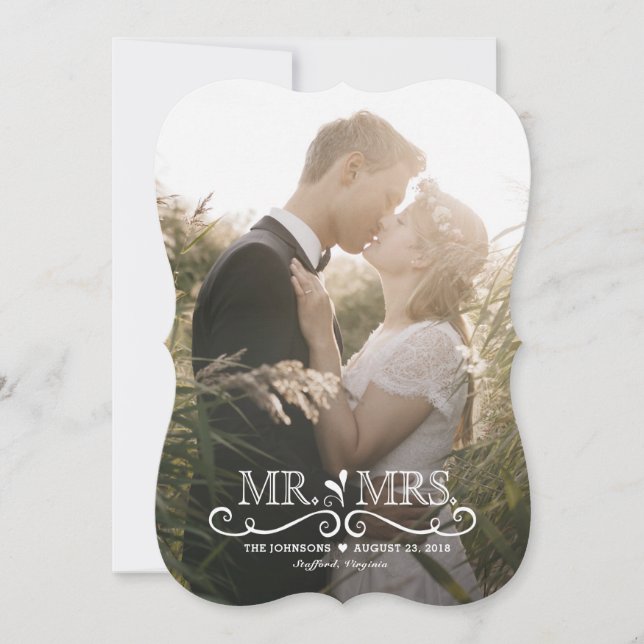 Mr and Mrs | photo wedding announcement (Front)