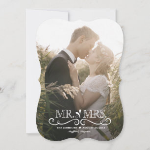 Mr and Mrs photo wedding announcement
