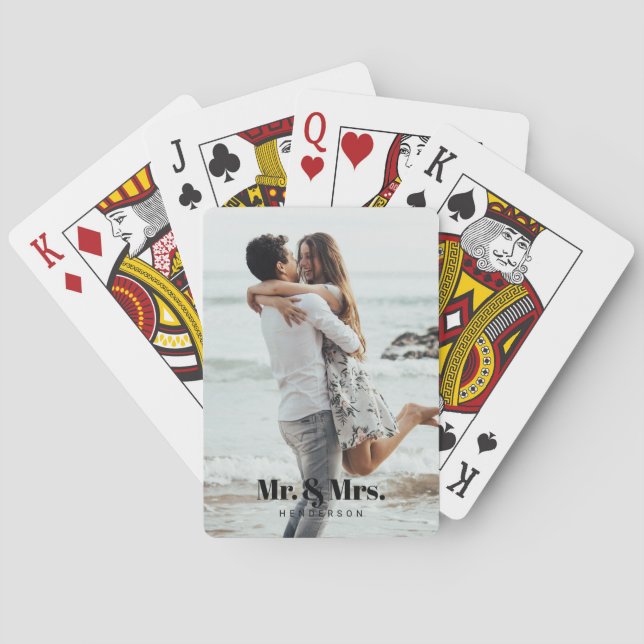 Mr. and Mrs. Photo Wedding Newlywed Poker Cards (Back)