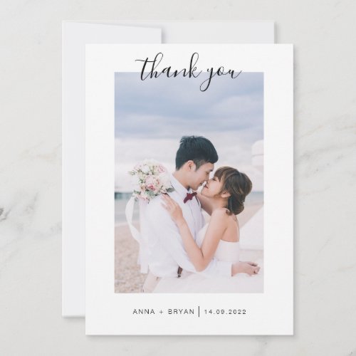 Mr and Mrs Photo Wedding Thank You Foil Card