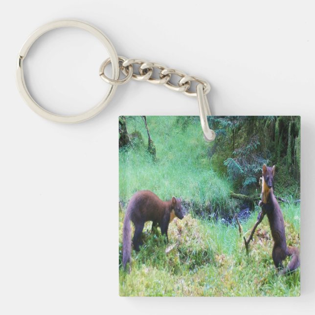 Mr and Mrs Pine Marten Date Night  Keychain (Front)