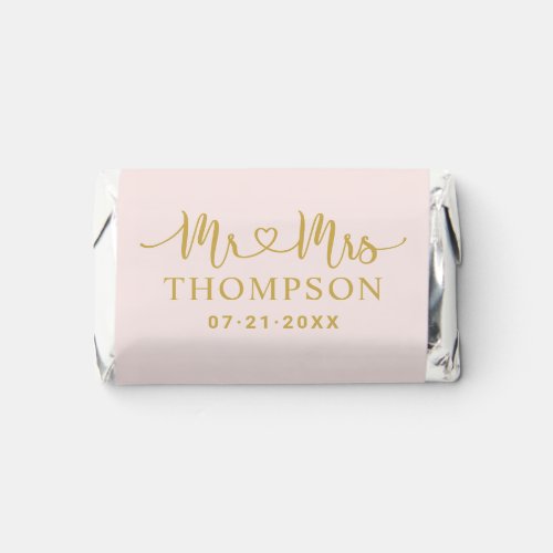 Mr and Mrs Pink and Gold Personalized Wedding Hersheys Miniatures