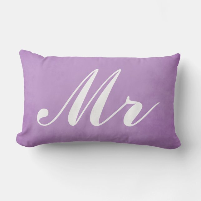Mr and Mrs Purple Parchment Wedding Souvenir Lumbar Pillow (Front)