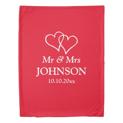 Mr and mrs red twin duvet cover gift for newlyweds