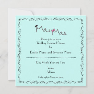 Mr. and Mrs. Rehearsal Dinner Mint Color Invitation