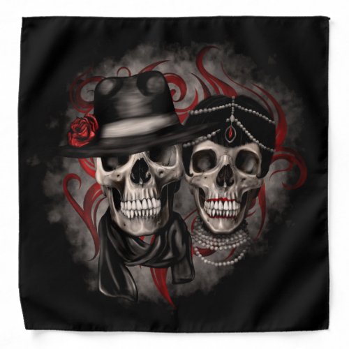 Mr and Mrs Retro Skull Couple Bandana