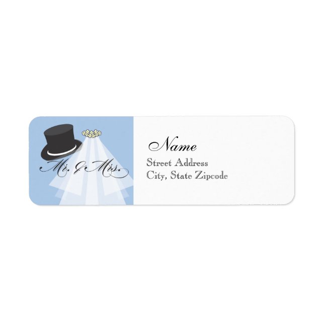 Mr. and Mrs. Return Address Label - Blue (Front)