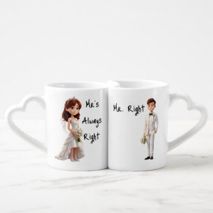Mr and Mrs Right cute cartoon Lovers' mug