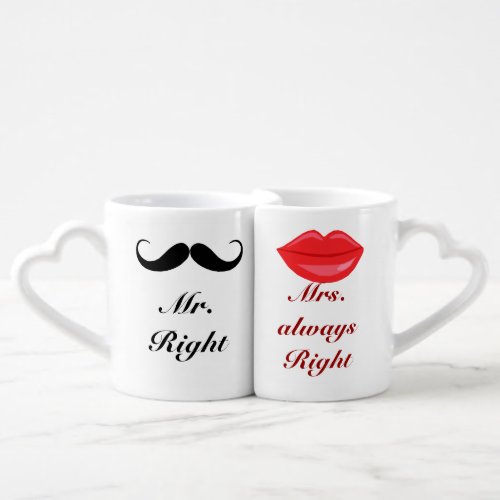 Mr And Mrs Right Mug Set