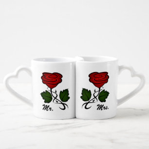 Mr. and Mrs. Romantic Rose Coffee Mug Set