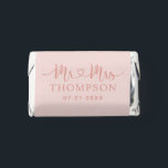 Mr and Mrs Rose Gold Heart Script Custom Wedding Hershey's Miniatures<br><div class="desc">Elegant custom wedding Hershey's Chocolate Miniatures candy favors include a modern and minimal "Mr and Mrs" design in heart calligraphy script featuring a monogram of the married couple's last name and wedding date in stylish text that can be personalized. The back includes a simple and sweet thank you message to...</div>