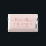 Mr and Mrs Rose Gold Heart Script Custom Wedding Hershey's Miniatures<br><div class="desc">Elegant custom wedding Hershey's Chocolate Miniatures candy favors include a modern and minimal "Mr and Mrs" design in heart calligraphy script featuring a monogram of the married couple's last name and wedding date in stylish text that can be personalized. The back includes a simple and sweet thank you message to...</div>