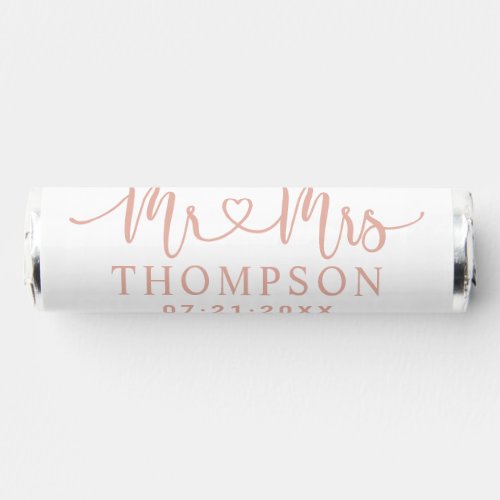 Mr and Mrs Rose Gold Heart Script Personalized Breath Savers Mints