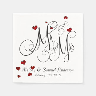 Mr and Mrs | Ruby Heart Confetti Napkins